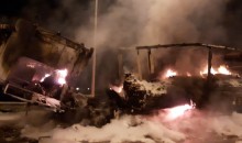На трассе «Новороссийск-Керчь» сгорела фура с бытовой химией